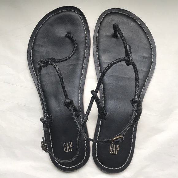 GAP Shoes - Gap Black Leather braided thong sandals